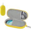 MoKo Custodia Doppia per Occhiali con Guscio Rigido, Portaocchiali da Viaggio Portatile con Chiusura a Zip e Gancio Metallico Appendiabiti, Organizzatore per Occhiali da Sole in Pelle PU, Giallo