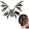 Umiin 1 fermaglio per capelli a forma di pipistrello, in metallo, nero, spaventoso, gotico, accessori per capelli per Halloween, feste in costume, cosplay, carnevale