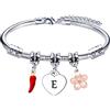 GUOYU Bracciale con Lettera Iniziale E,Bracciale Braccialetto Donna,Regalo Natale per Amica Collega Mamma Nonna Sorella, Regalo Compleanno Laurea Donna
