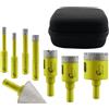 SANLEETEK Punte per Trapano Diamantate 8pezzi - (6/6/8/10/20/25/35mm+35mm Esagonale Punta per Smusso) Fresa Diamantata con Gambo Triangolo per Ceramica Porcellana Marmo Granito SANLEETEK