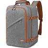 KONO Zaino Ryanair 40x20x25, Bagaglio a Mano, Grigio/Marrone