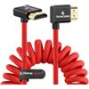 Alvin's Cables Cavo HDMI 2.1 8K 48Gbps 8K@60Hz 4K@120Hz Cavo a spirale intrecciato ad alta velocità per Sony FS5 FS7,BMPCC,Canon C300 C500,Atomos Ninja,Feelworld,Angolo da destra a verso l'alto Rosso