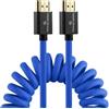 Alvin's Cables 8K 2.1 Cavo da HDMI a HDMI 8K@60Hz 4K@120Hz ad alta velocità per Atomos Ninja, per Sony FS5 FS7 FX9,BMPCC, per Canon C300 C500, cavo a spirale intrecciato blu