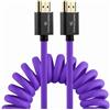 Alvin's Cables Cavo HDMI a HDMI 8K 2.1 8K@60Hz 4K@120Hz ad alta velocità per Atomos Ninja, per Sony FS5 FS7 FX9,BMPCC, per Canon C300 C500, cavo a spirale intrecciato viola