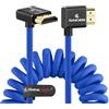 Alvin's Cables Cavo HDMI 2.1 8K 48Gbps 8K@60Hz 4K@120Hz Cavo a spirale intrecciato ad alta velocità per Sony FS5 FS7,BMPCC,Canon C300 C500,Atomos Ninja,Feelworld, Angolo da destra a verso l'alto Blu