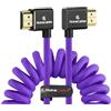 Alvin's Cables Cavo HDMI 2.1 8K@60Hz 4K@120Hz ad alta velocità per monitor Atomos Ninja,cavo a spirale intrecciato ad angolo da sinistra a destra per Sony FS5,Canon C300 C500,fotocamera Nikon Z9,viola