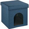 Baroni Home Cuccia Cane, Cuccia Gatto, Pouf Pieghevole per Cani e Gatti, Colore Blu, Misure 38x38x38 cm