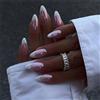 jojnsha French Tip Press On Nails Mandorla Unghie Finte Punte Staccabili Full Stick On Nails Lucido Nude False Nails
