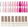 ROSALIND Smalto Semipermanente Unghie 12Colori Rosa Chiaro Gel Nail Polish
