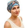 Deresina Headwear Deresina - Fascia per capelli extra larga con croce frontale, in morbido bambù, da donna, per alopecia, perdita parziale dei capelli (blu carolina)