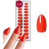 DOONAILS® On Fire, Set di 30 unghie finte a pressione in morbido gel, colore rosso e arancione luminoso, copertura completa, qualità da salone