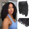 IFLY Human Hair Bundles Extensions Estensioni per capelli umani Burmese Curly Bundles Human Hair Water Wave with Spiral Curly End Weave Unprocessed Brazilian Virgin Hair Natural Black 8 10 12 Inches 210g