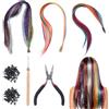 Wotrilw Extension Capelli Colorati, Ciocche Clip in, Accessori Acconciatura per Trecce, Coda di Cavallo con Pinza, Uncino, Perline, per Bambine e Donne, Feste Festival Carnevale