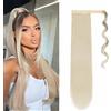 Gairyan 55cm Coda Capelli Extension Coda di Cavallo Lisci Posticci per Capelli Wrap Around Ponytail Extension Finta Estensione Sintetici Lungo per Donna, Biondo Platino
