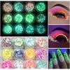 KARLOR Set di 12 pezzi di gel con glitter fluorescenti autoadesivi, glitter facciali fluorescenti, gel con glitter di paillettes che si illuminano al buio per occhi e capelli