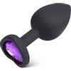BONDAGERIE® Plug anale con gioiello viola a forma di cuore, in silicone medico sicuro 100%, sexitoys, Taglia Taglia: S