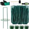 MIVIDE 100 ancoraggi a terra + 100 dischi tamponi per ancora, 150 x 35 mm anti ruggine zincati, picchetti a forma di U per giardino, barriera per erbacce, tenda con apriganci, martello, muffola, verde