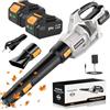 KUZUPRO 21V Soffiatore a Batteria, KUZUPRO Soffiatore Foglie Elettrico con 2 Batteria da 4,0Ah, 2 Ugelli, 3 Velocità Regolabili, Tracolla per Foglie, Neve, Polvere e Detriti