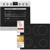 Exquisit Set di fornelli EHE185-HBZ-020 in acciaio inox, fornello con forno, 75 l, 9 programmi, classe di efficienza energetica A, LED, design in acciaio inox