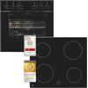 Exquisit Set di fornelli da incasso EHE256-U-020, nero, capacità 59 l, 5 programmi per forno, classe energetica A, piano cottura con telaio
