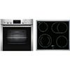 NEFF EDX4P0 - Set di fornelli E2CCG6AN3, 60 x 60 cm, per la pulizia automatica della pirolisi, CircoTherm, display LED e piano cottura elettrico M13R42N2, zona arrosto, telaio in acciaio inox