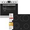 Exquisit Set di fornelli da incasso EHE185-HBZ-020 in acciaio inox, capacità 75 l, 9 programmi per forno, piano cottura con telaio, classe energetica A