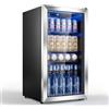 TRIUMPHKEY 90L Bevandiere con Porta in Vetro e Telaio Argento - Capacità 128 Lattine, Ripiani Regolabili per Birra, Vino e Bibite, Salvaspazio per Casa, Bar e Ufficio