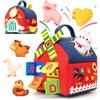 Funsland Giochi Montessori Neonato 6-36 Mesi - Fattoria Animali Bambini Giocattoli, con Specchio, 6 Peluche Animali, Gioco Educativi Sensoriale,Suoni RegaloＧiocattolo Bambina