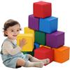 YULEYU Set Costruzioni Morbide, Soft Play Set di 12 Blocchi di Schiuma, Morbido Gigante in Schiuma, Per attività motorie per Bambini 15cm*15cm*15cm (Multicolore)