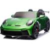 FINOOS Macchina Elettrica per Bambini Porsche 911 GT3 24V, 2 posti, con telecomando 2,4Ghz, 4 x 24V 200Watt, 1-7 anni (Verde)