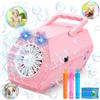 Pigipigi Kids Macchina Bolle di Sapone, Spara Bolle di Sapone Automatico, 18000+ Bolle al Minuto, 2 Velocità, Giochi da Esterno per Bambini, Gadget Compleanno Bambin Matrimonio (Rosa)
