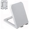 Wttfc Sedile WC Quadrato in PP, Tavoletta WC con Chiusura Ammortizzata e Sgancio Rapido, Copriwater Universali, Facile da Montare e Pulire, Coperchio WC Bianco, 04F, 47x36cm