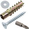 AERZETIX - Kit di 15 tasselli di espansione metallici con dentatura esterna Ø6x32 mm colore dorato + 15 viti Ø5x35 mm a filettatura completa + 15 rondelle larghe per bullone M5 + 1 punta PZ2