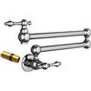 Delnet Rubinetto di Riempimento del Vaso in Ottone Massiccio - Pieghevole per Lavello da Cucina, Singolo Foro, Due Maniglie, a Parete Girevole, Pot Filler Tap Chrome