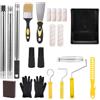 Thryvix 19 Pezzi Kit Rullo Pittura Set Completo Con Rulli Microfibra, Bacchetta Vernice, Supporti Rullo, Asta Acciaio Inox, Pennello, Spatola, Guanti Per Pareti, Soffitti, Porte