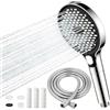 SERIONR Soffione Doccia con Tubo 2 m e 3 Filtri, 3 Modi Funzione, Argento