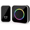 KEWUZY Campanello Senza Fili, Suoneria Impermeabile Da 400 Metri Ip44, 60 Melodie E 4 Livelli Di Volume, Kit Di Suoneria Con Ricevitori Plug-In, Indicatore Led Colorato, Per Casa, Ufficio (Nero)