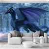 Generic Carta da parati fotografica 300 x 210 cm, motivo: animali, draghi e foreste, in tessuto non tessuto, decorazione per la casa, blu, stampa artistica di alta qualità, decorazione per soggiorno, camera