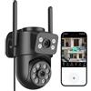 Reobiux 2K PTZ Telecamera Wi-Fi Esterno con Doppia Lente, 1 Pack
