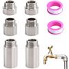 SMYJDMM Estensione per rubinetto, 1/2, 6 pezzi in acciaio inox, prolunga per rubinetto in acciaio inox, con 2 rotoli di colla per valvole angolari, soffione doccia rubinetti