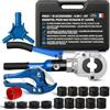 Neezra Kit completo pinza crimpatrice multistrato e rame 6-in-1 - 14 ganasce TH/V/U + taglio tubo, calibratore e sbavatore - crimpatrice idraulica PER/rame con scatola robusta