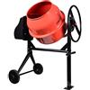 BOUDECH Betoniera Impastatrice Elettrica Miscelatore Cemento Con Due Ruote con Certificazione CE. Da 70L 275W e 140L 550W (140L)