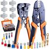 Preciva Set di pinze per crimpare (6 pezzi), pinza spelafili con 285 accessori di collegamento, ideale per tubi termorestringenti e terminali tubolari
