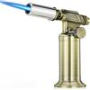 Saker Torcia professionale a butano, 1440 °C, regolabile, da cucina | Accendino piezoelettrico, con base ricaricabile e stabile, per cucinare, saldare, artigianato, butano non incluso, giallo