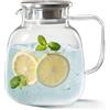 MRDLKNX Caraffa in vetro borosilicato resistente al calore, con coperchio in acciaio inox, 1850 ml, per acqua calda/fredda, tè freddo e succhi di frutta, perfetta per casa e ufficio (caraffa in vetro)