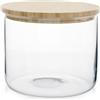 H&H-Biscottiera, tonda, in vetro borosilicato, trasparente, tappo in bamboo, 2,2 lt