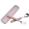 VANRA 2-Piece Set Posate per bambini in acciaio inox 18/10 Argento Bambino Stoviglie Posate Posate utensili forchetta e cucchiaio da tavola con custodia da viaggio per bambini Bambini (cromato) (Rosa)