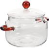 PAMINGONO Pentola in Vetro Borosilicato 450ml a Doppia Maniglia per Pasta | Trasparente, Resistente al Calore, Osservazione Chiara, per Verdure e Piccole Famiglie