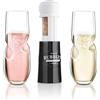 Final Touch Bubbles - Set di 2 bicchieri da champagne, curvi, senza stelo e apriscatole, realizzati a mano, per spumante, mimose, prosecco, ideali per regali e inaugurazione della casa