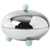 SAMBONET - Centrotavola Ø Cm 20,5 H Cm 16,5 Penelope Inox Base Resina Acquamarina